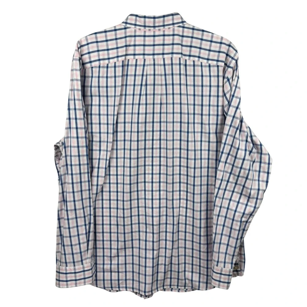Banana Republic Shirt Grant Fit Men's XL Pink‎ Blue Plaid Cotton Button Down